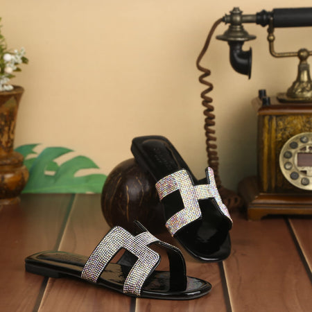 Hermes Stone Embelished Slides