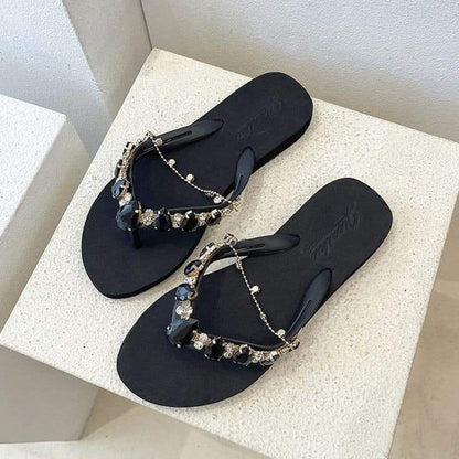 Sia Stone Embelished Flip flops