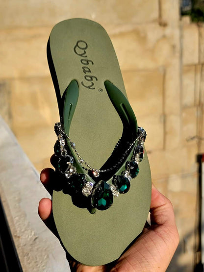 Sia Stone Embelished Flip flops