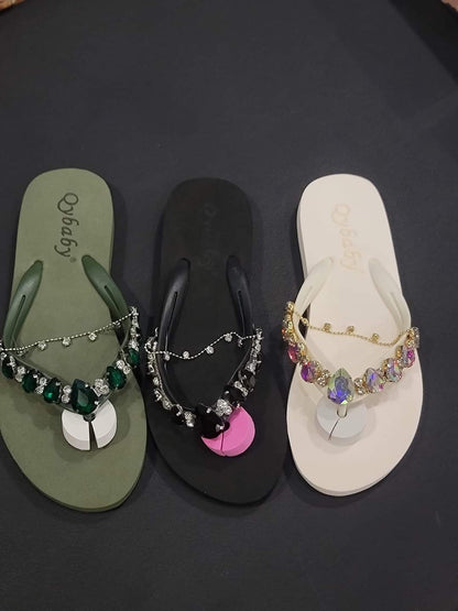 Sia Stone Embelished Flip flops