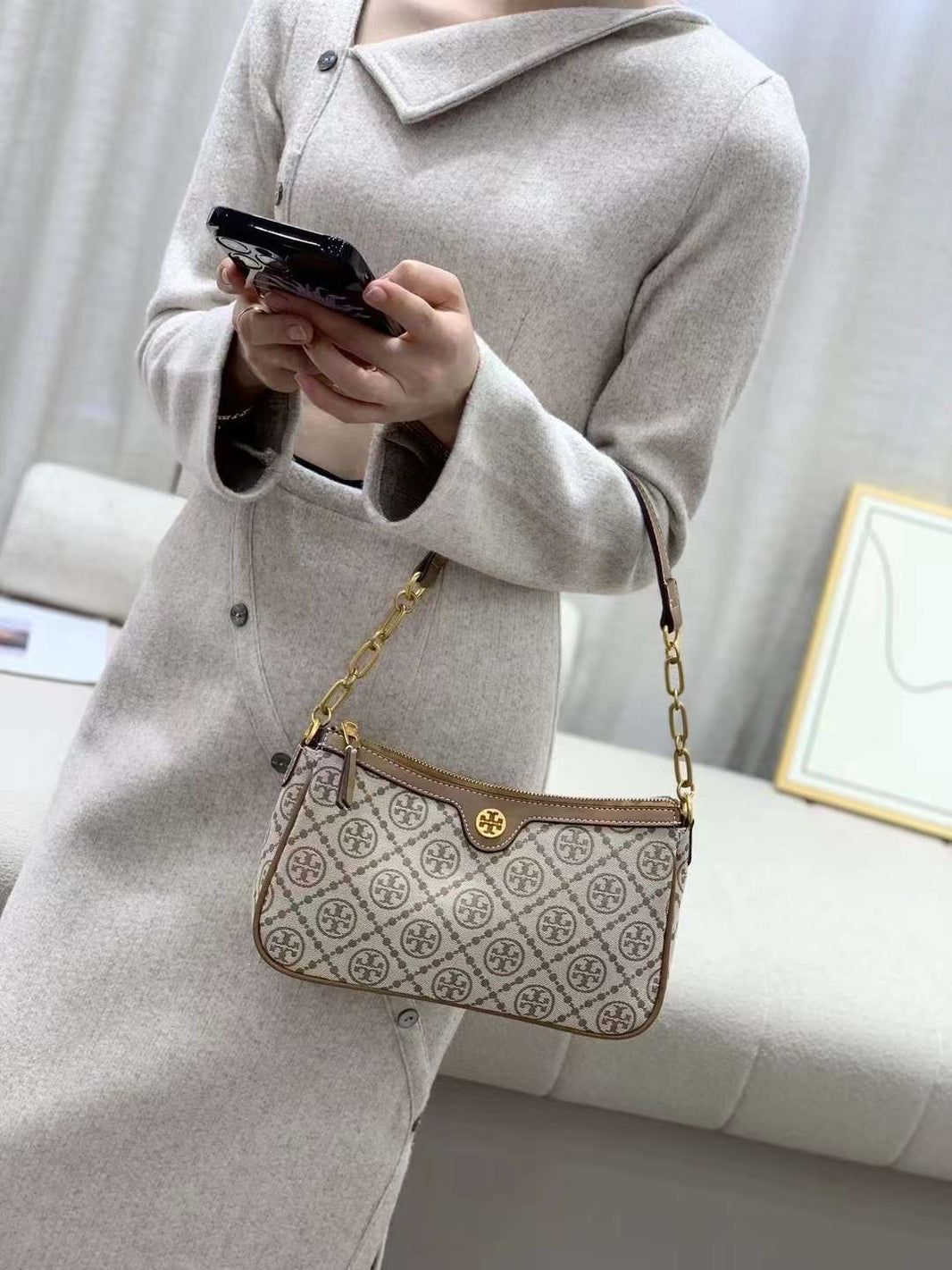 T Monogram Jacquard Studio Bag