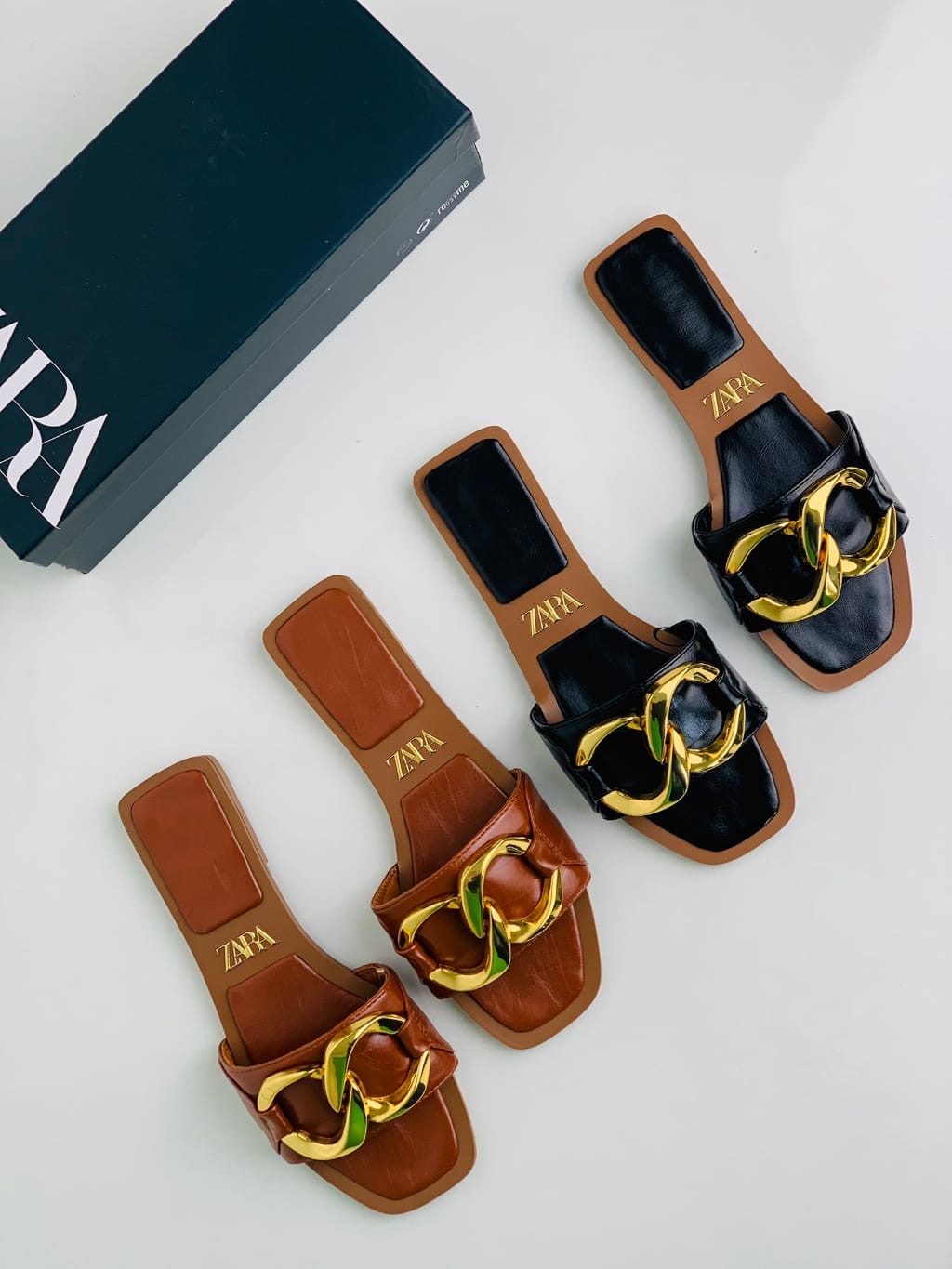 Zara Chain Leather Sandals