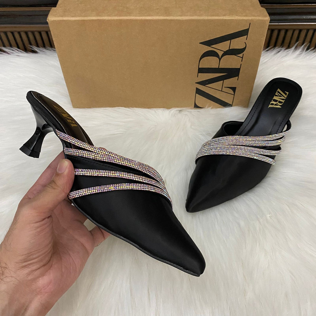 Zara Rhinestone Pumpy Heel