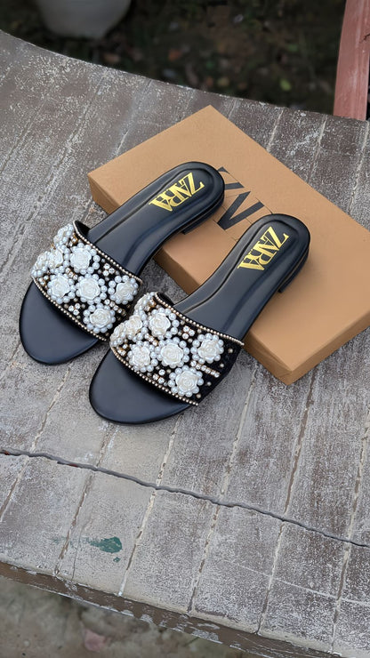 Zara Floral Embellished Sandals