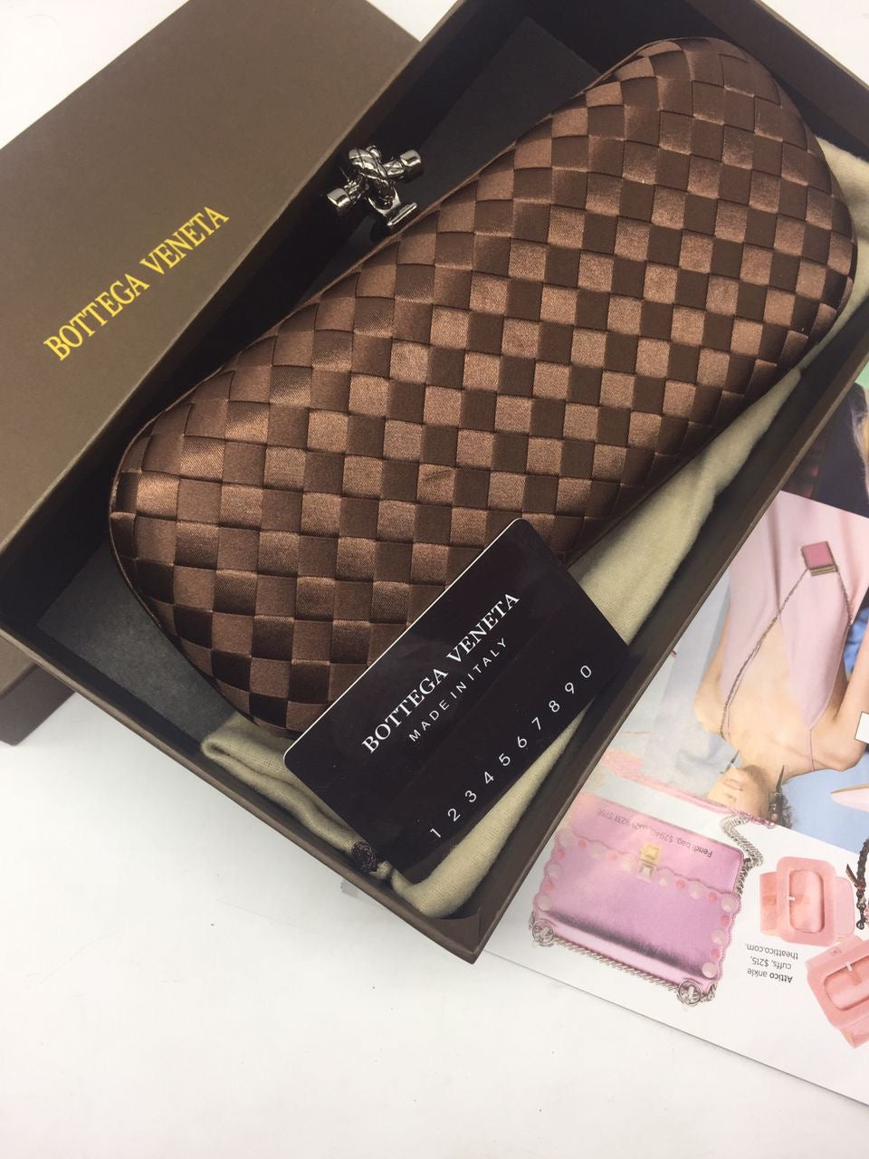 Bottega Veneta Satin Large Clutch