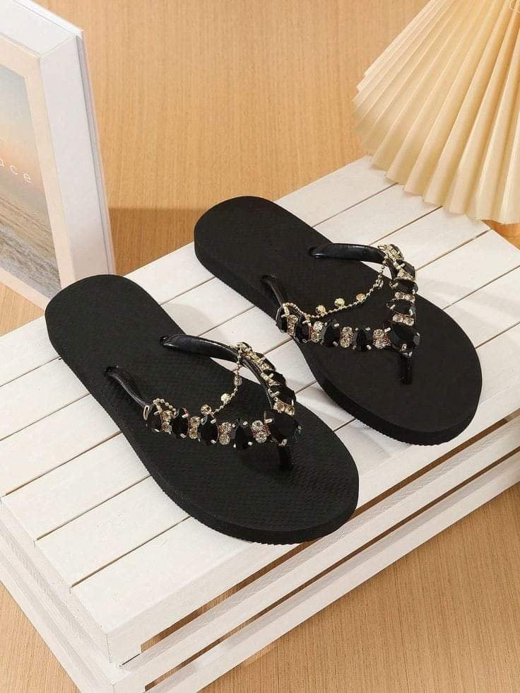 Sia Stone Embelished Flip flops