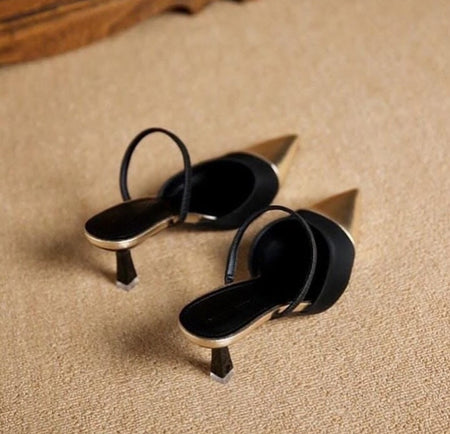 Zara Leather Black Toed Heels