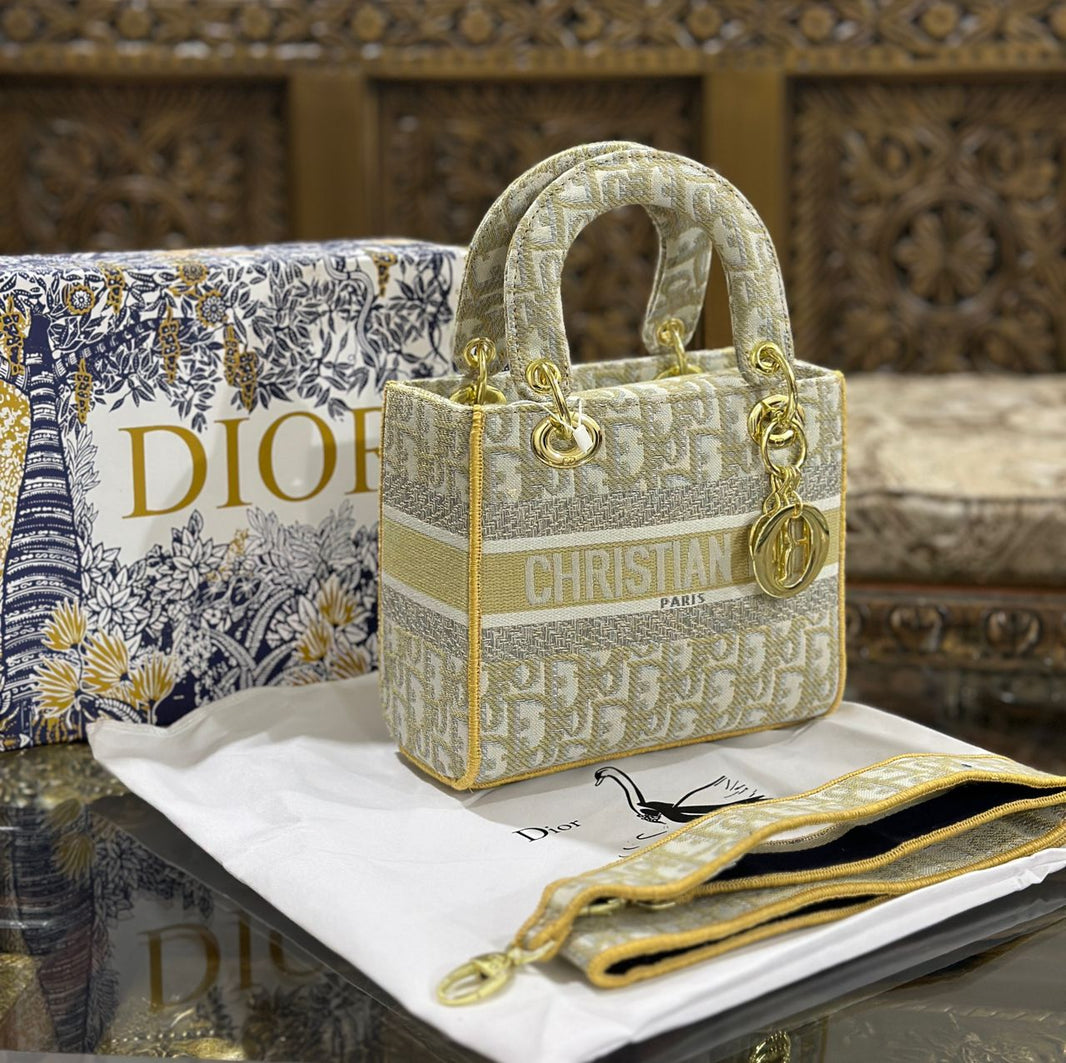 Dior Lady Lite Pale Toile De Jouy Embroidery