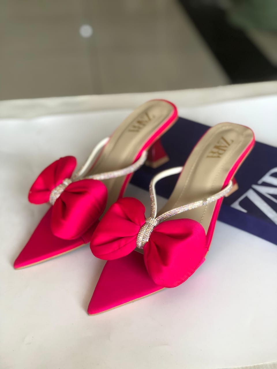Zara Satin Bow Kitten Heels