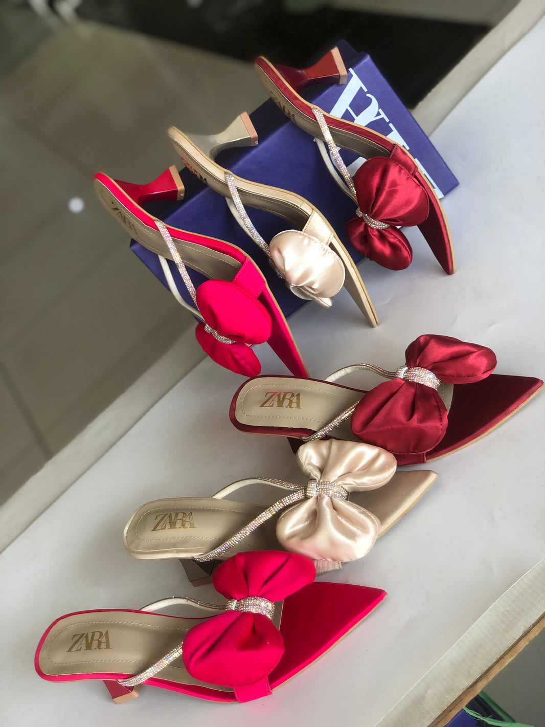 Zara Satin Bow Kitten Heels