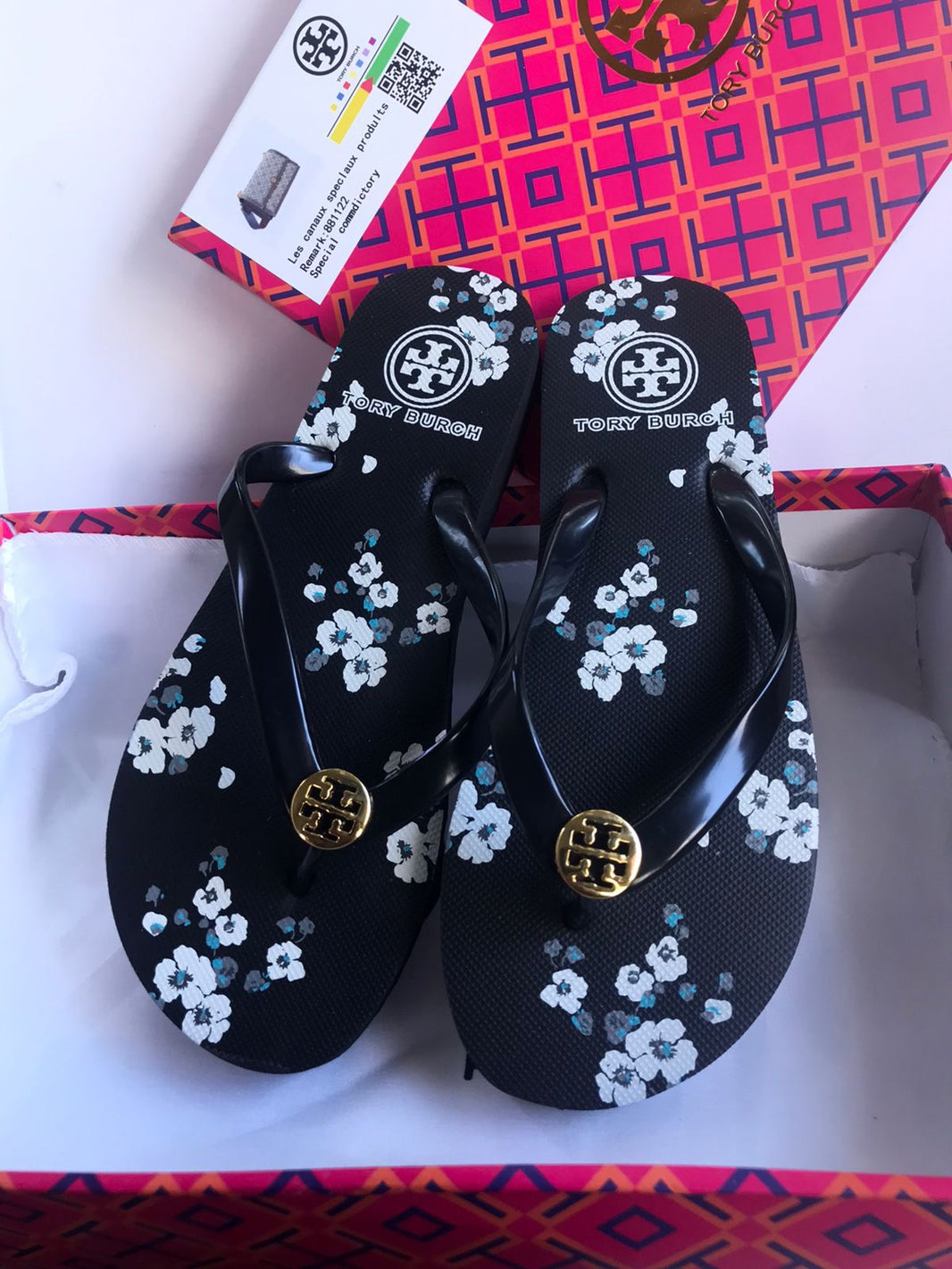 Tory Burch Floral Flip Flops