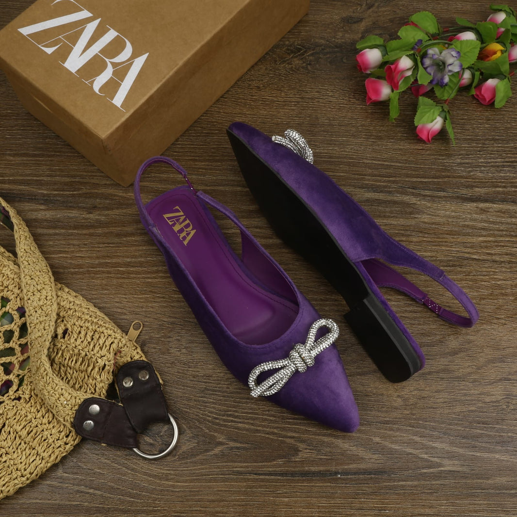 Zara Suede Bow Mules