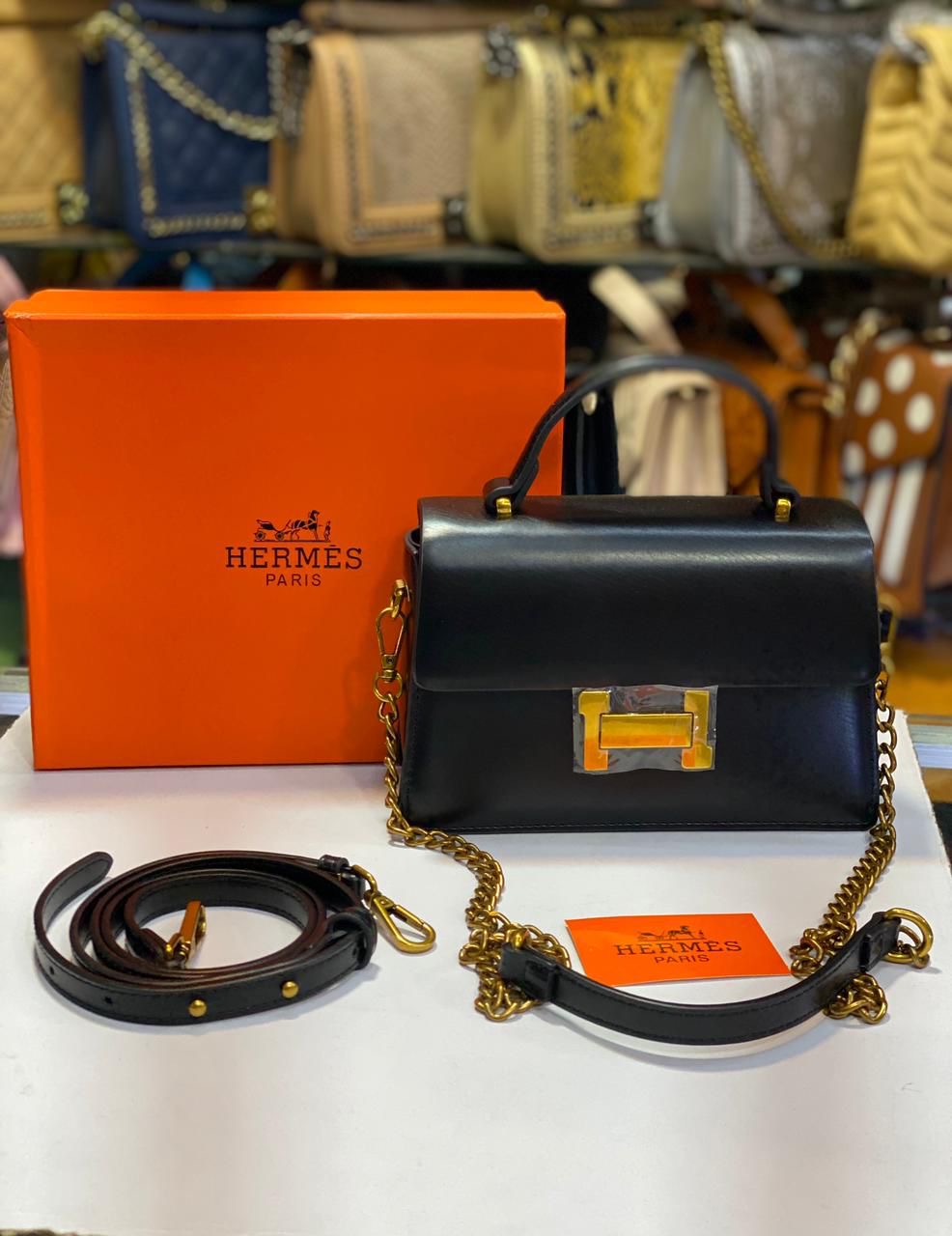 Hermes Signature Top Handle Formal Bag With Strap