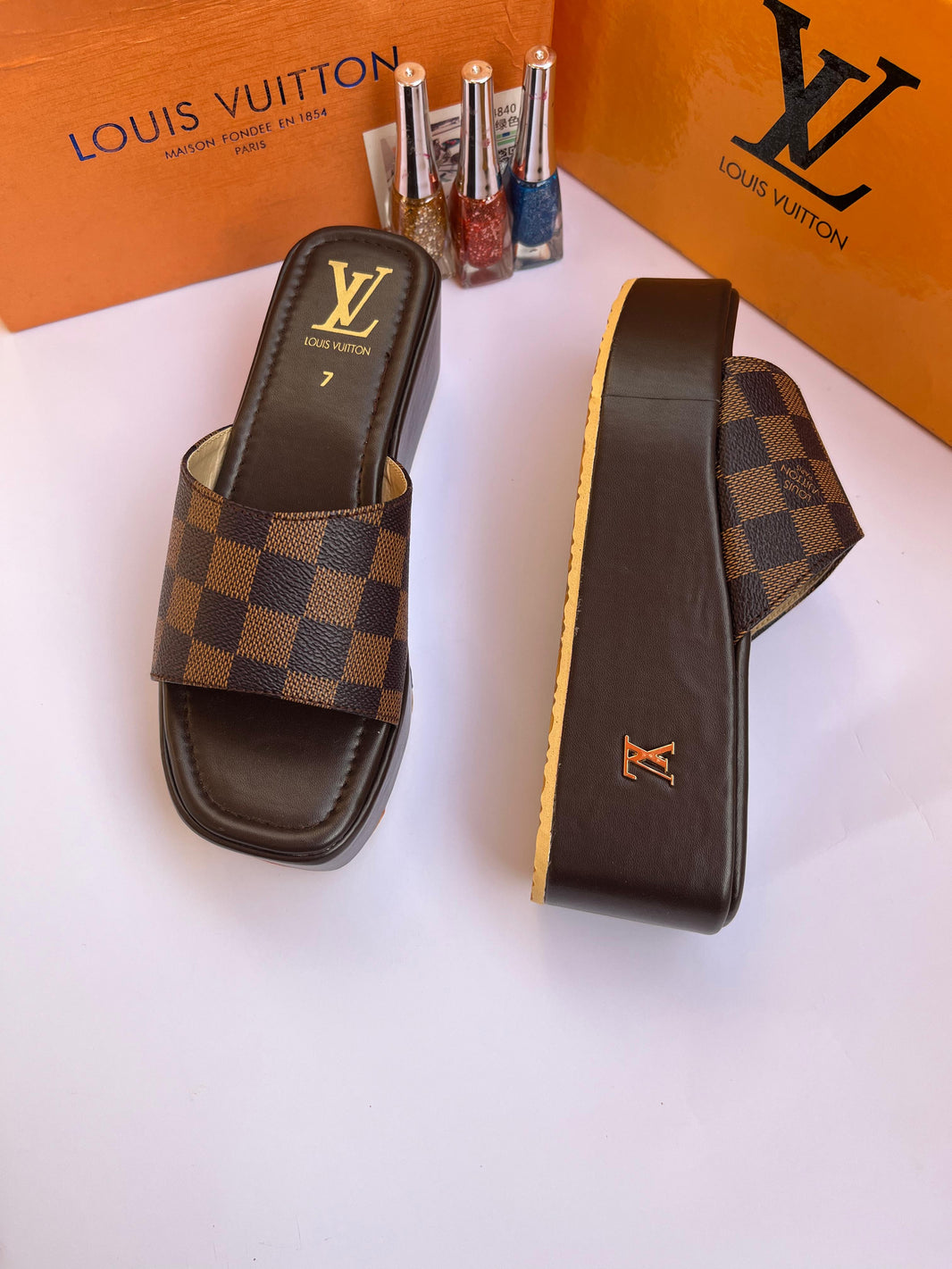 Louis Vuitton Cowhide Leather Wedges