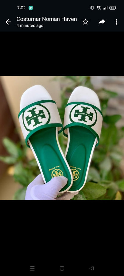 Tory Burch White Solids Logo Embossed Sandals