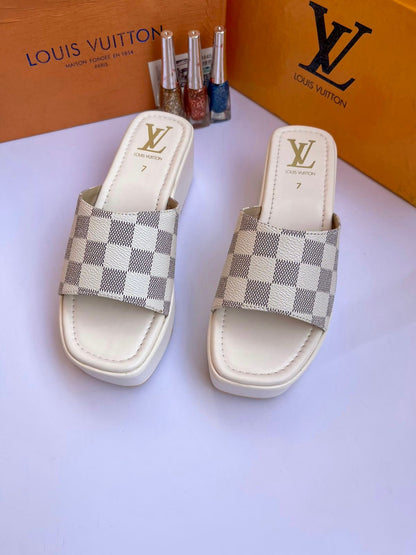 Louis Vuitton Signature White Wedges