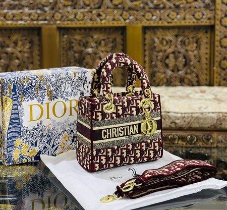 Dior Lady Lite Pale Toile De Jouy Embroidery