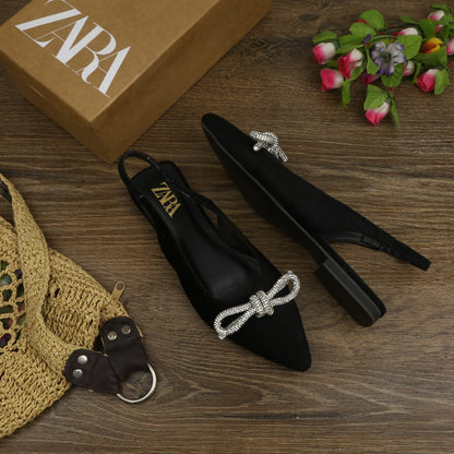 Zara Suede Bow Mules