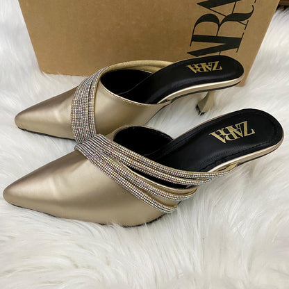 Zara Rhinestone Pumpy Heel