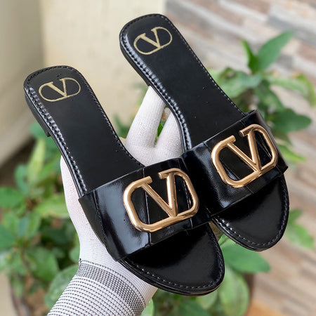 Valentino Patent Black Sandals