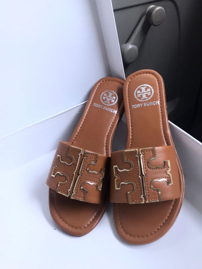 Tory Burch Leather Logo Crafted Sandals
