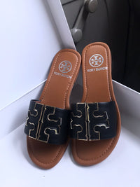 Tory Burch Leather Logo Crafted Sandals