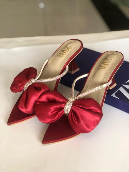 Zara Satin Bow Kitten Heels