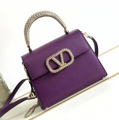 Valentino Stone Embelished Leather Crafted Handbag