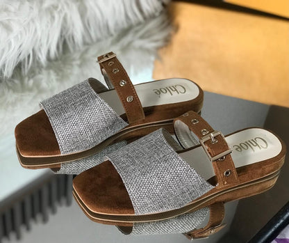 Chloe Canvas Crafted Mules