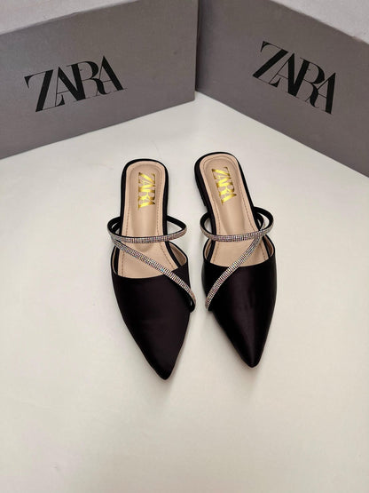 Zara Rhinestone Strap Mule