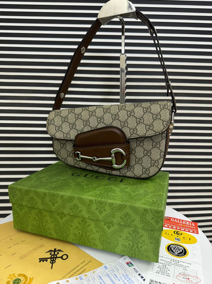 Gucci Horsebit 1955 Monogrammed Small Shoulder Bag