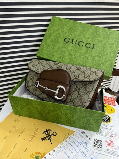 Gucci Horsebit 1955 Monogrammed Small Shoulder Bag