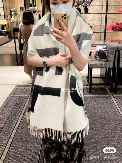 Chanel Woolen Shawls Reverse able