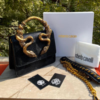 Roberto Cavalli Borsa Bordeaux Con Serpenti Bag