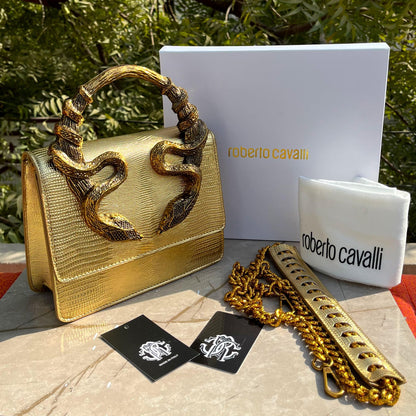 Roberto Cavalli Borsa Bordeaux Con Serpenti Bag
