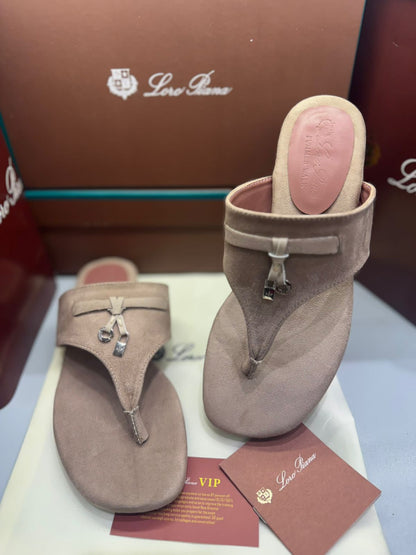 Loro Piana Summer Charms Walk Suede Thong Sandals