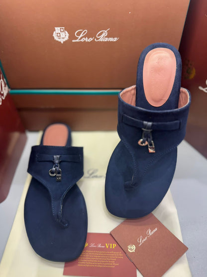 Loro Piana Summer Charms Walk Suede Thong Sandals