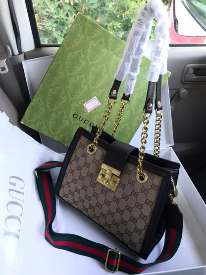 Gucci Canvas Signature Medium Padlock Shoulder Bag