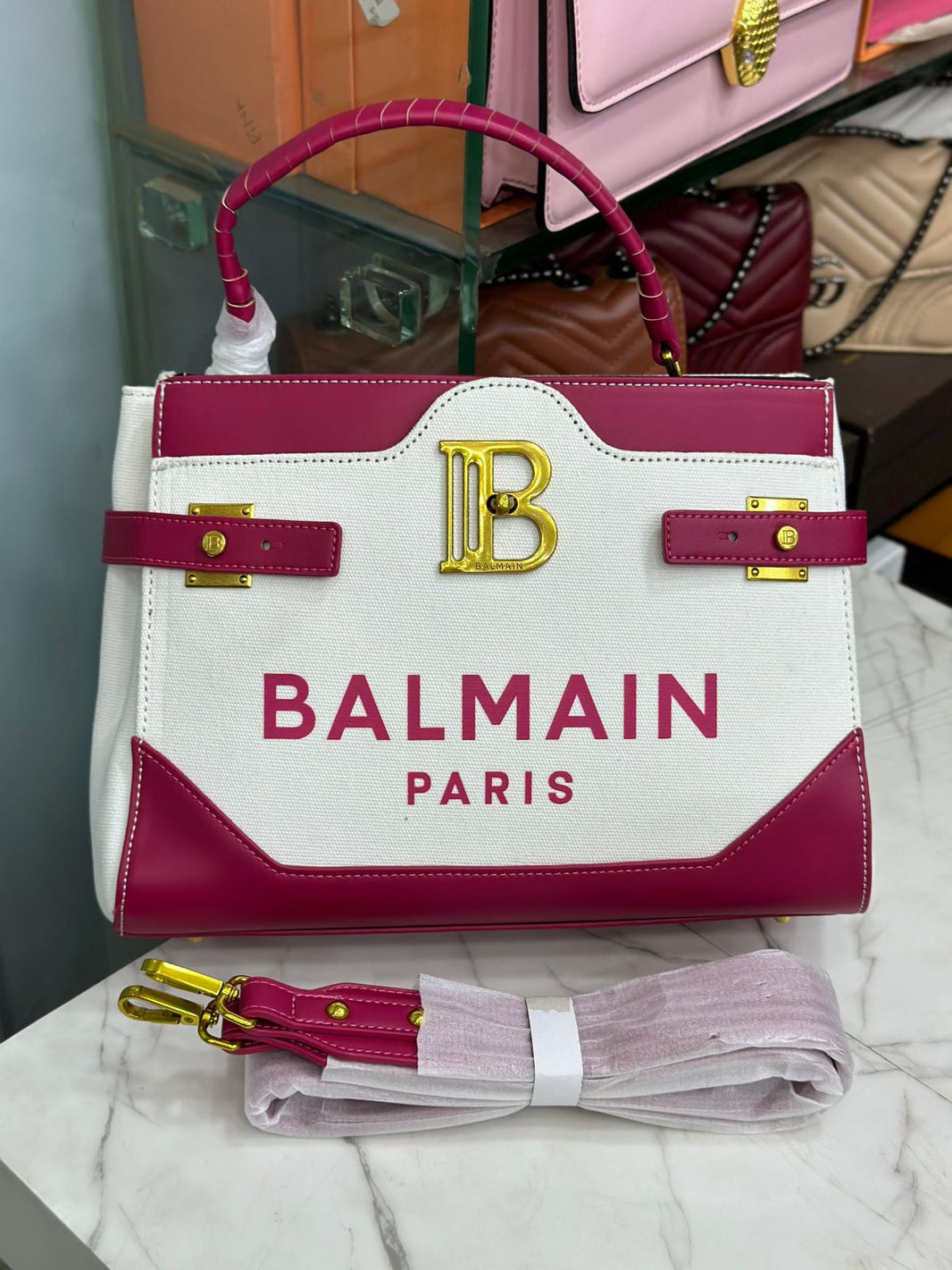 Balmain Canvas Tote with Logo