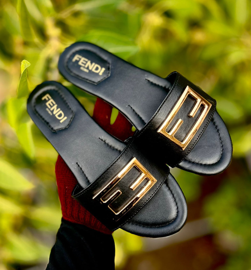 Fendi Logo Flat Slippers