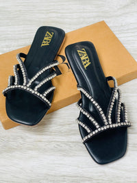 Zara Embroidered Stone Flats