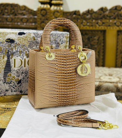 Lady Dior MM Snake Handbag